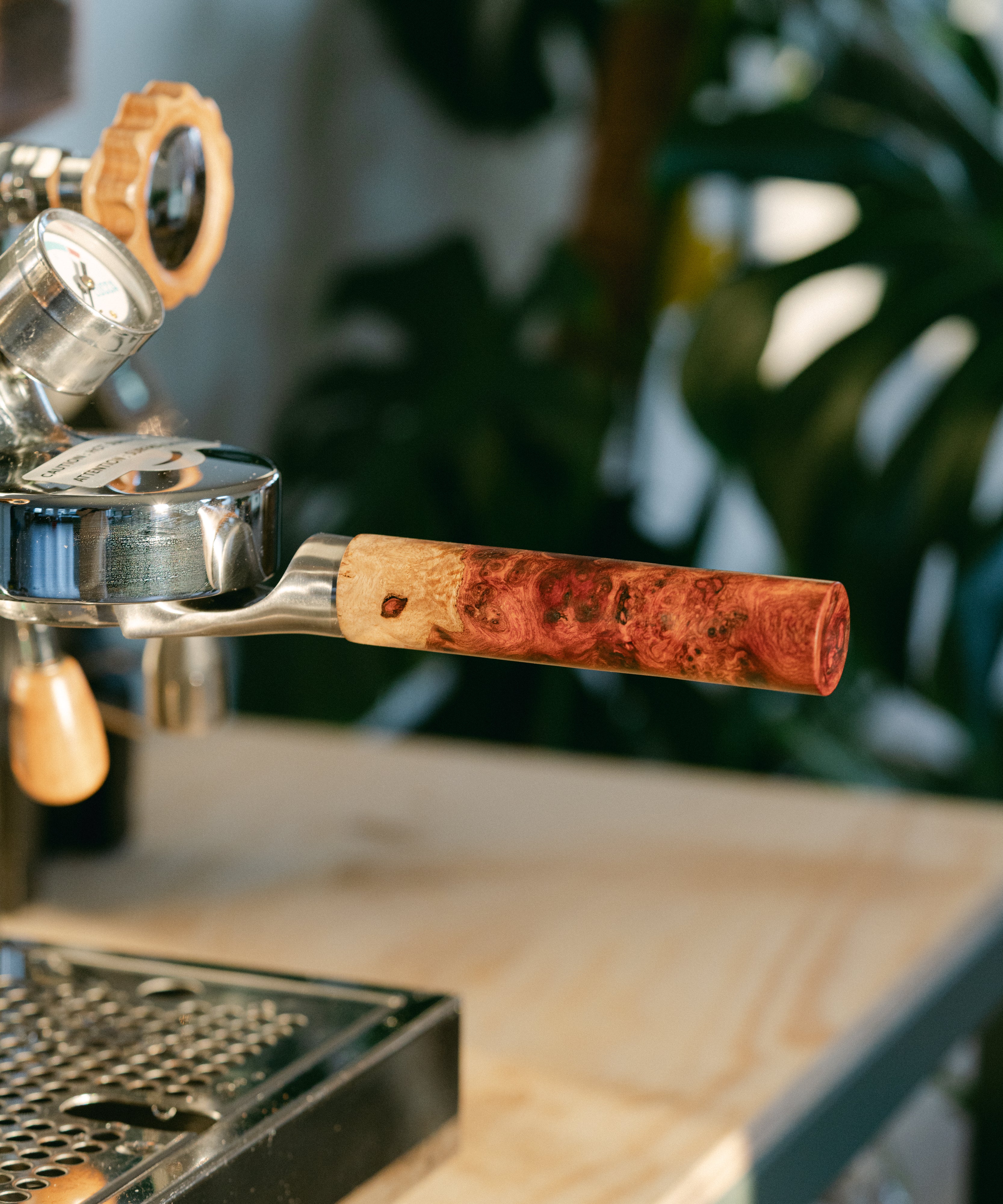 wood portafilter handle