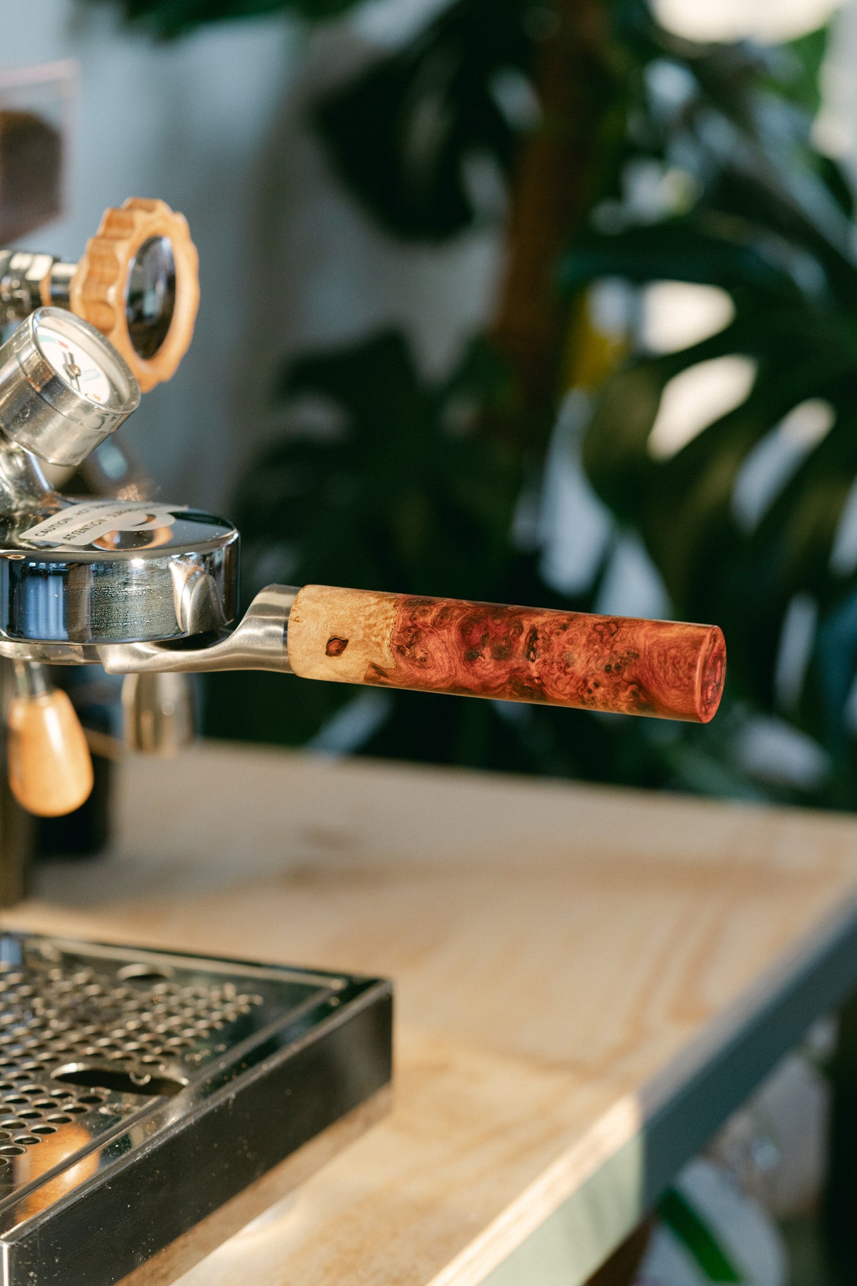 wood portafilter handle
