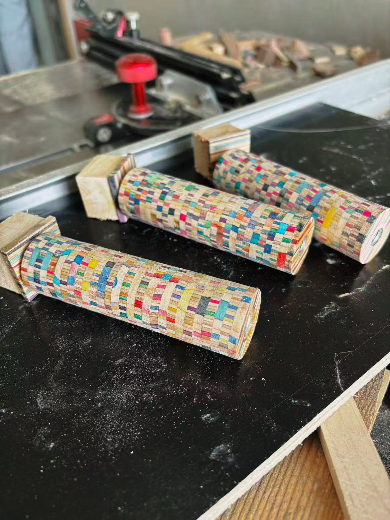 Mosaic Skateboard Wood Portafilter Handle, M10 Screw