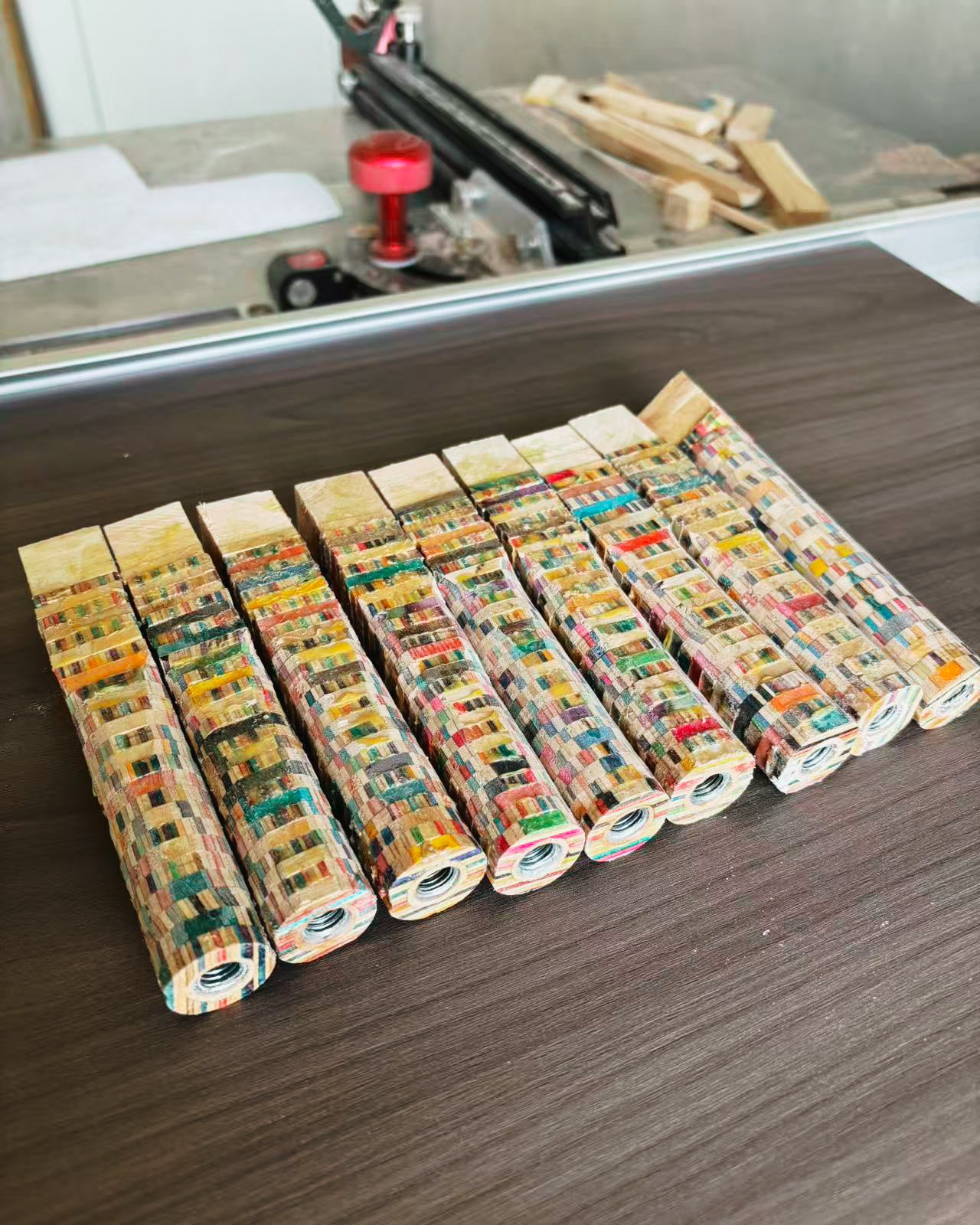 Mosaic Skateboard Wood Portafilter Handle, M10 Screw