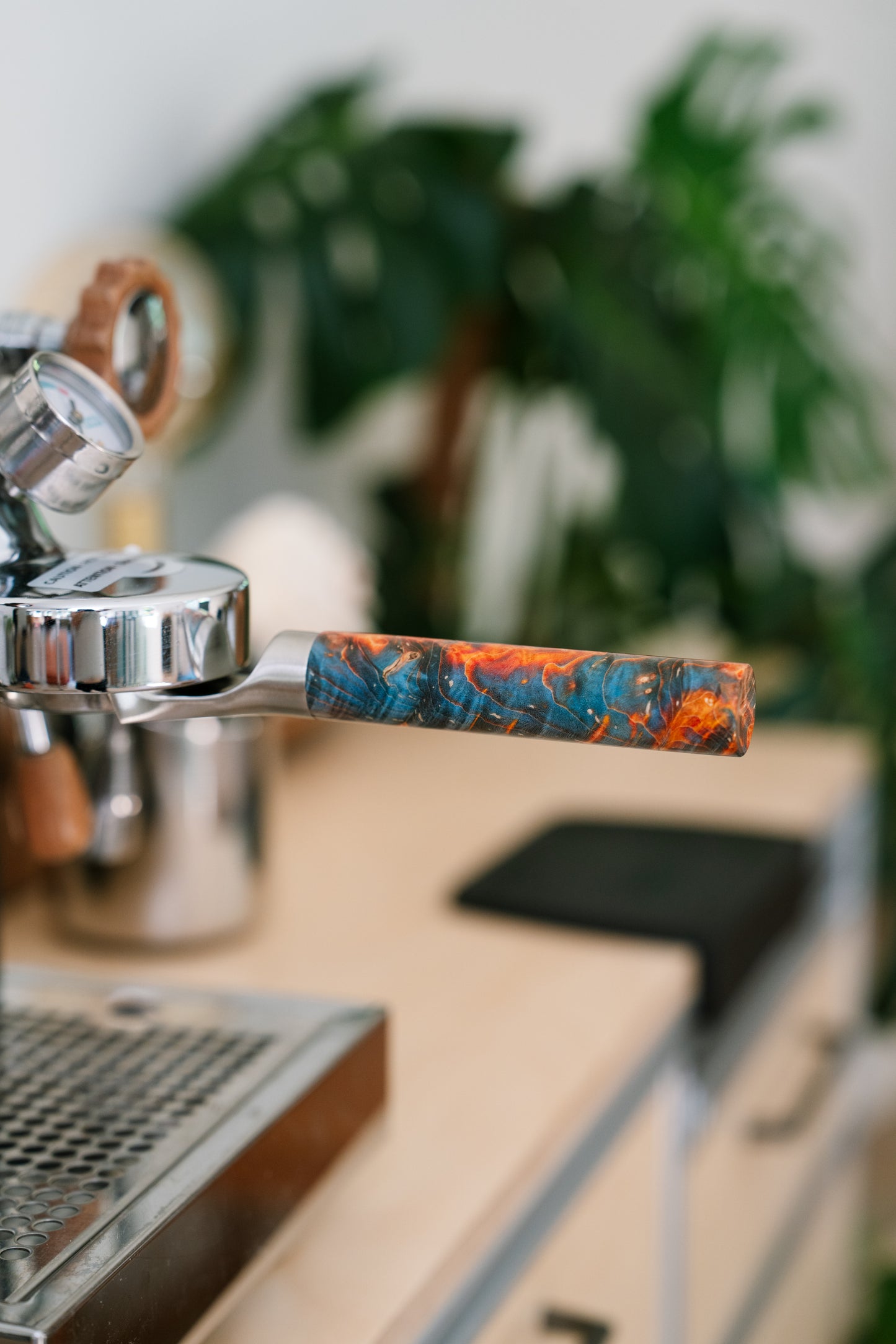 Stabilized Wood Portafilter Handle, with 58MM E61 Portafilter Head