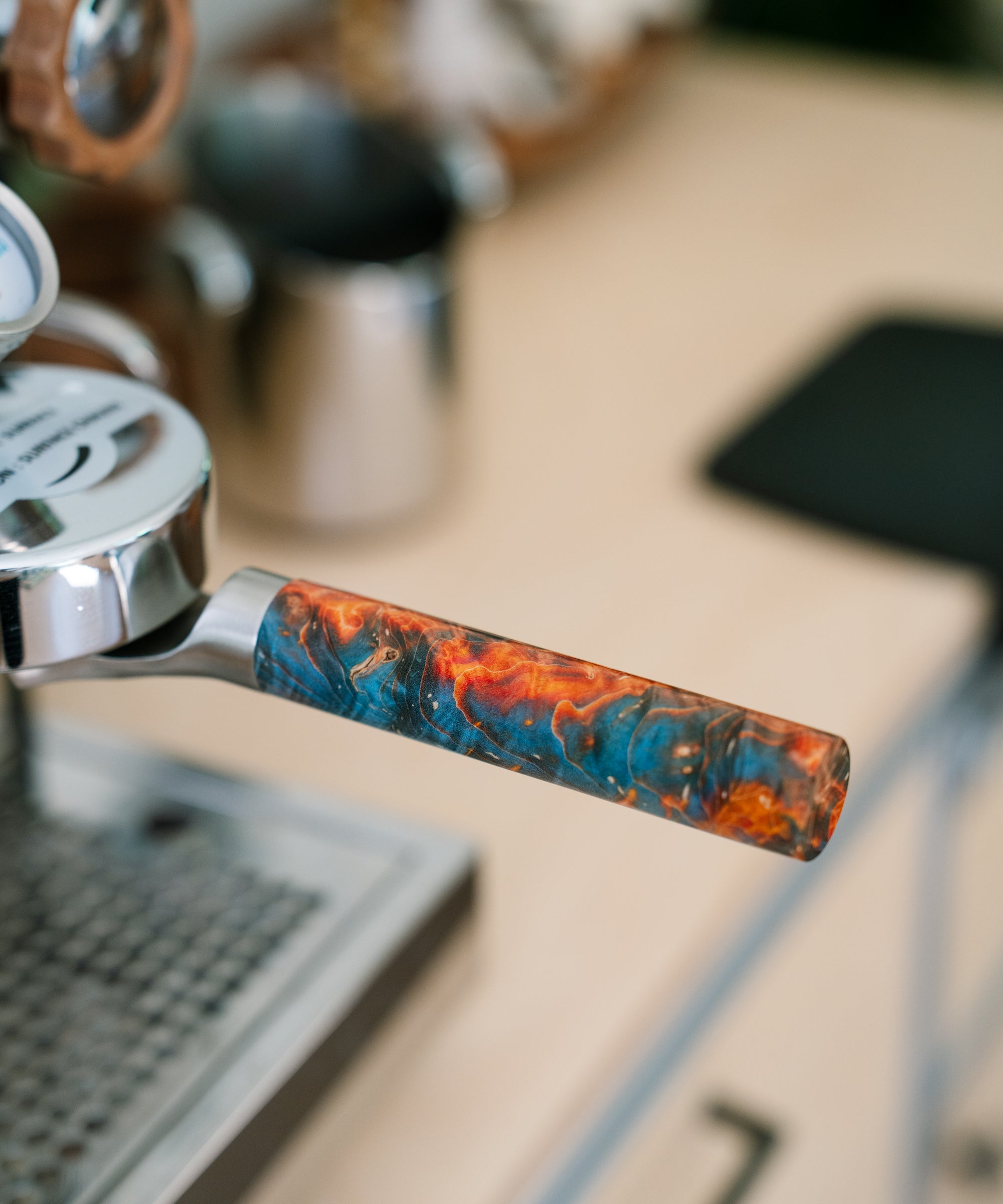 Stainless Steel 58mm Bottomless Portafilter with Stabilized Wood Handle