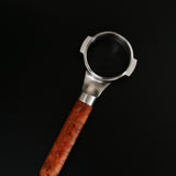 Stainless Steel 58mm E61 Bottomless Portafilter with Burma Padauk Wood Handle Weighted