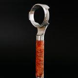 Stainless Steel 58mm E61 Bottomless Portafilter with Burma Padauk Wood Handle Weighted
