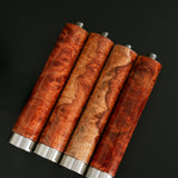 Stainless Steel 58mm E61 Bottomless Portafilter with Burma Padauk Wood Handle Weighted