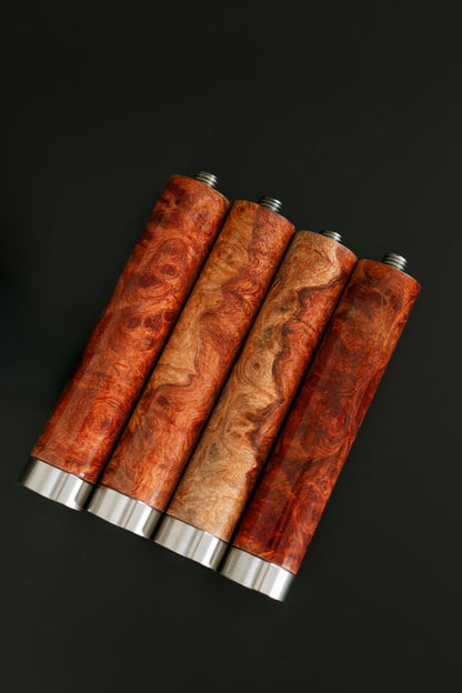 Stainless Steel 58mm Portafilter with Burmese Padauk Wood Weighted