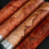 Stainless Steel 58mm E61 Bottomless Portafilter with Burma Padauk Wood Handle Weighted