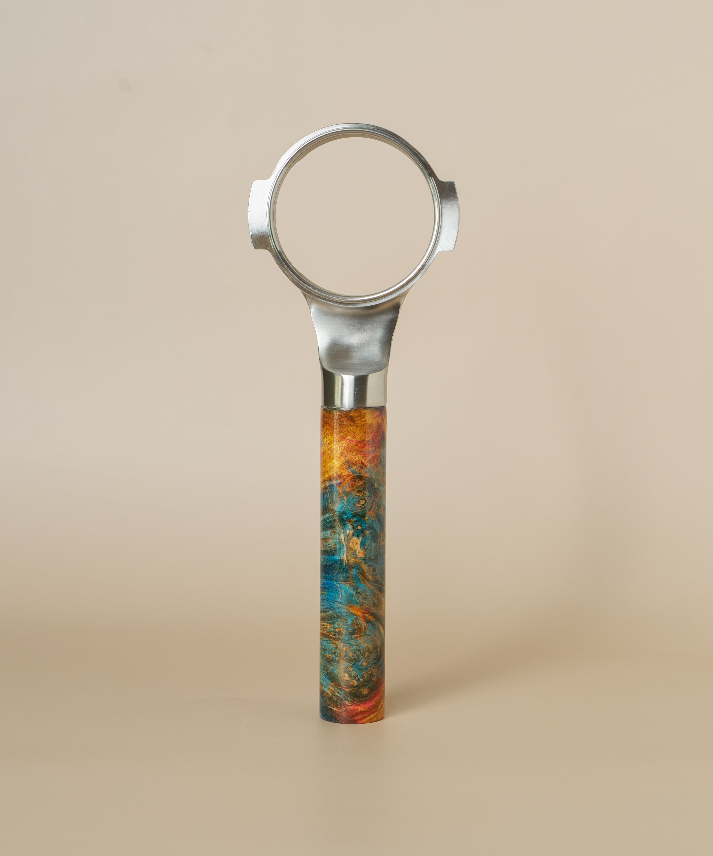Stainless Steel 58mm Bottomless Portafilter with Stabilized Wood Handle