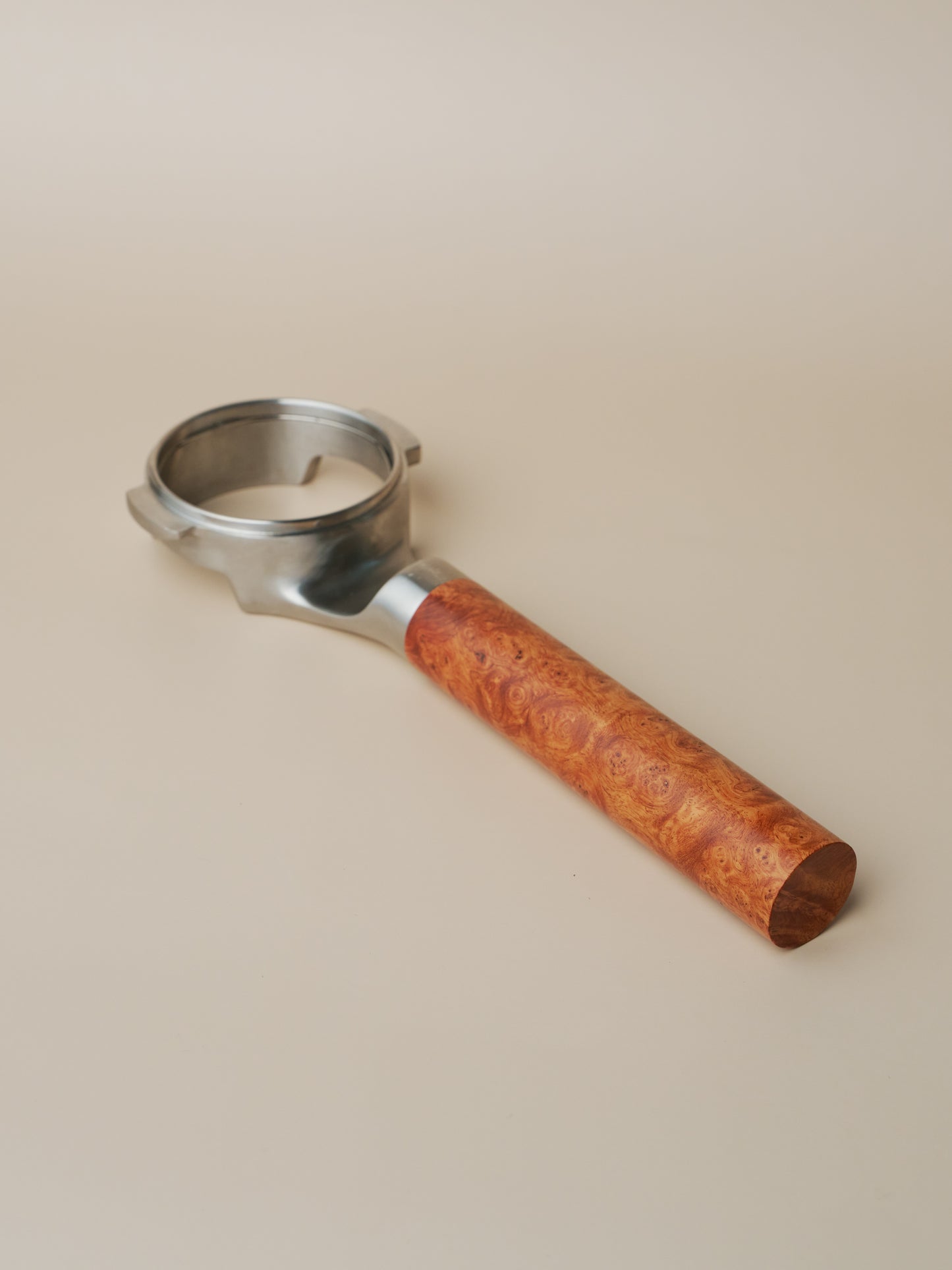 Stainless Steel 58mm Bottomless Portafilter with Burma Padauk Wood Handle