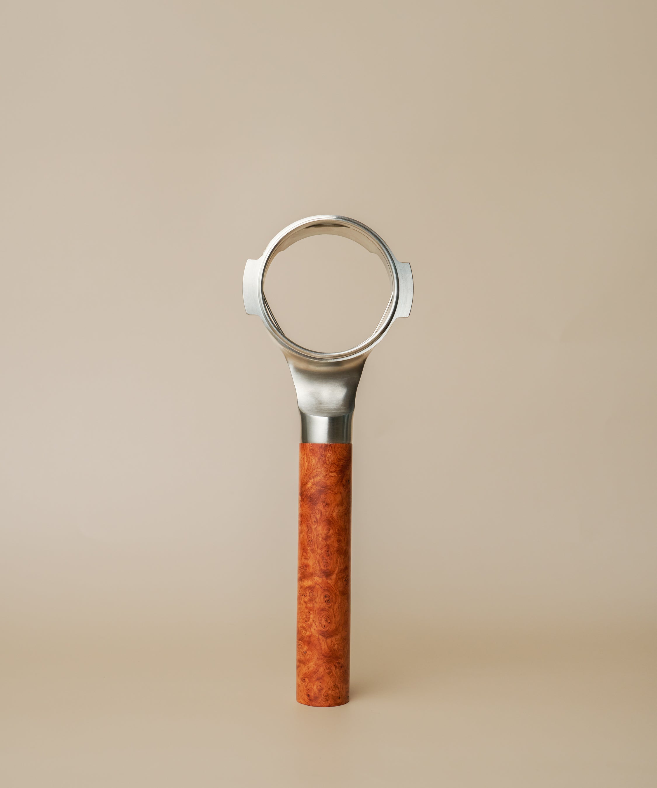 Stainless Steel 58mm Bottomless Portafilter with Burma Padauk Wood Handle