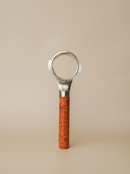 Stainless Steel 58mm Bottomless Portafilter with Burma Padauk Wood Handle