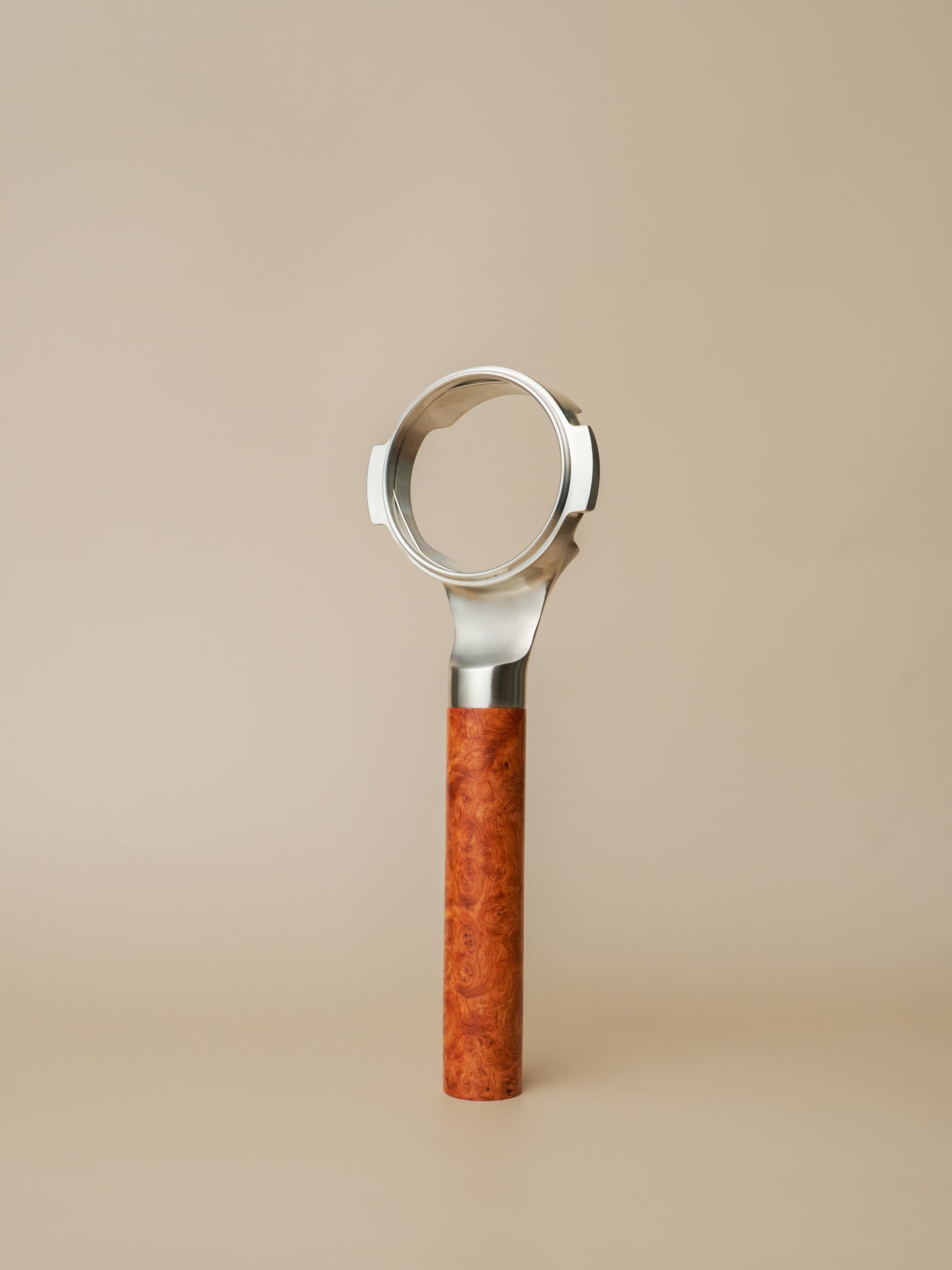 Stainless Steel 58mm Bottomless Portafilter with Burma Padauk Wood Handle