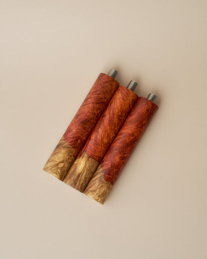Special Two-tone Wood Portafilter Handle, Burma Padauk with Rare Burl