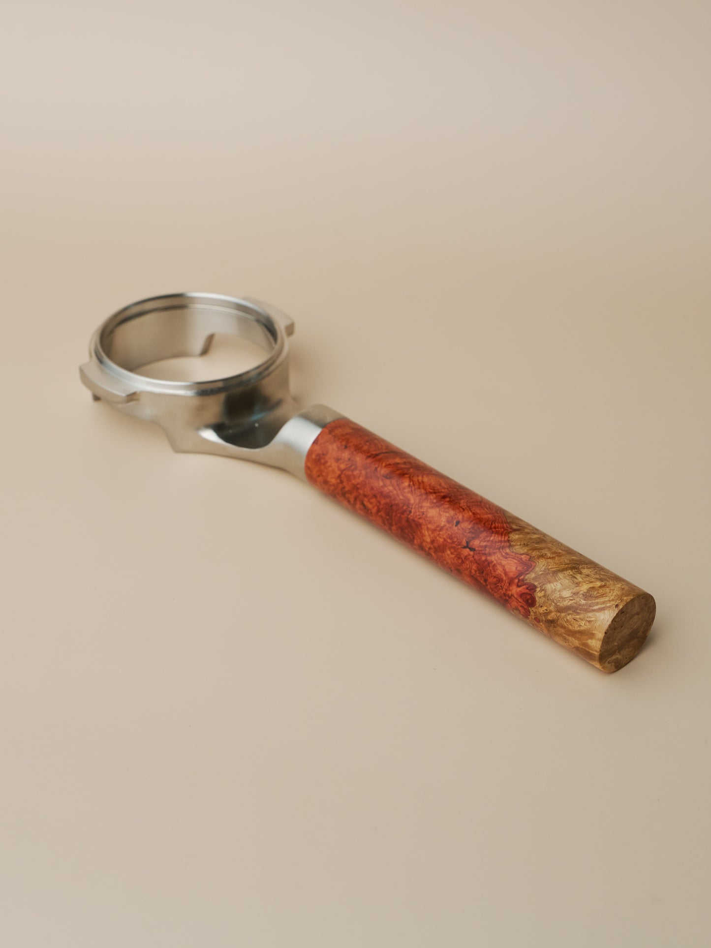 Stainless Steel 58mm Bottomless Portafilter with Special Two-Tone Wood Portafilter Handle