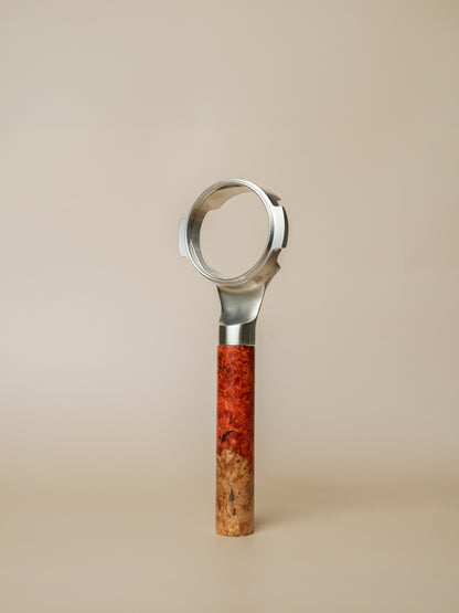 Stainless Steel 58mm Bottomless Portafilter with Special Two-Tone Wood Portafilter Handle