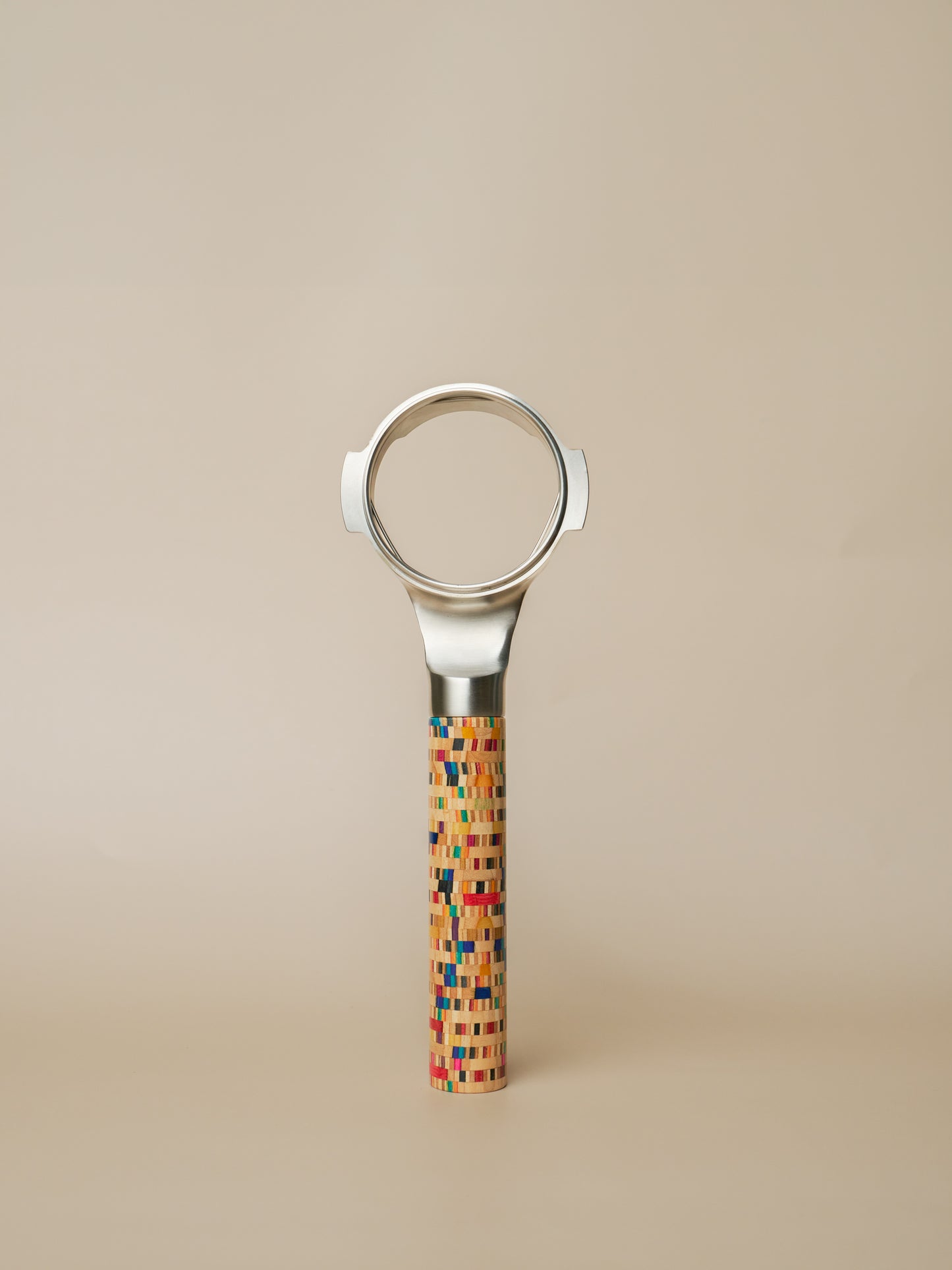 DAMO BRWE 58mm Stainless Steel Bottomless Portafilter with Mosaic Wood Handle