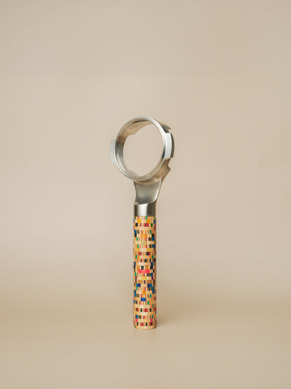 DAMO BRWE 58mm Stainless Steel Bottomless Portafilter with Mosaic Wood Handle