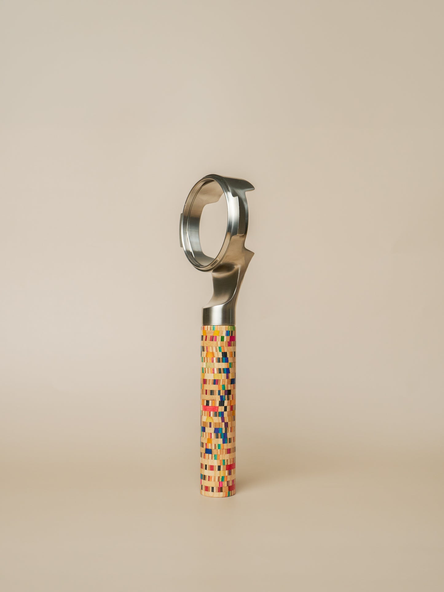 DAMO BRWE 58mm Stainless Steel Bottomless Portafilter with Mosaic Wood Handle