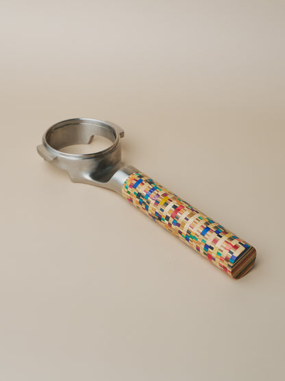 DAMO BRWE 58mm Stainless Steel Bottomless Portafilter with Mosaic Wood Handle