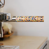 58mm Stainless Steel E61 Bottomless Portafilter with Mosaic Wood Handle