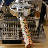 58mm Stainless Steel E61 Bottomless Portafilter with Mosaic Wood Handle